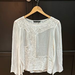 Zara medium sheer with lace blouse